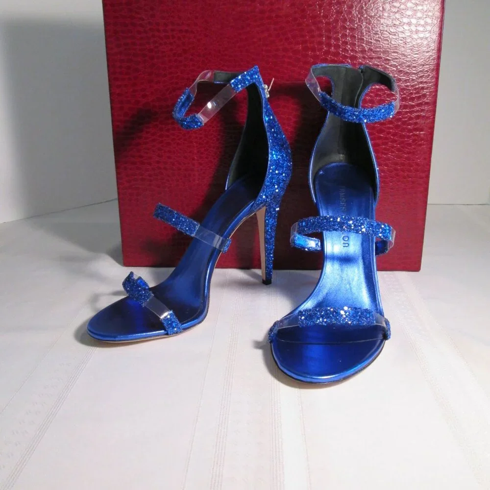 Tamara Mellon Frontline Glitter Heels Cobalt Blue Sz 40 NIB ✨ - Picture 6 of 13